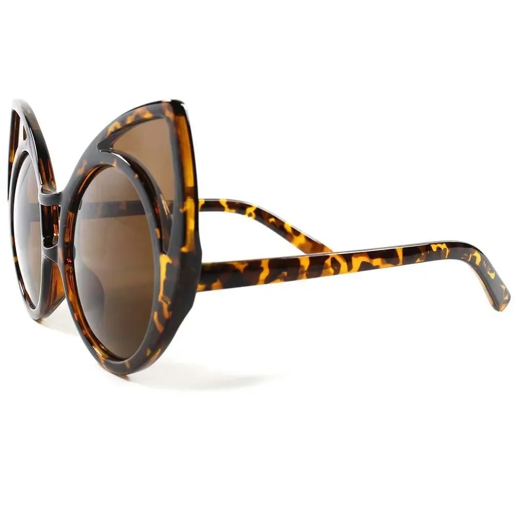 Retro Old Fashioned Party Funky Oversized Pointy Cat Eye Tortoise Sunglasses